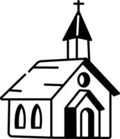 A hand drawn icon of a church building vector
