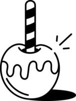 A hand drawn style icon of a caramel apple vector
