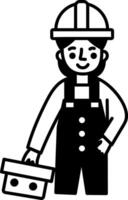 A hand drawn style icon of a construction worker vector