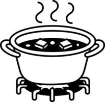 A doodle style icon of a soup pot vector