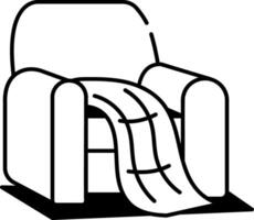 Cozy sofa icon in hand drawn style vector