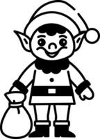 A hand drawn icon of a christmas elf vector