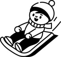 A character sledding down icon in hand drawn style vector