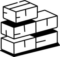 Bricks stack icon in hand drawn style vector