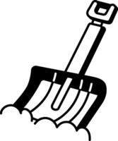 A doodle style icon of a snow shovel vector