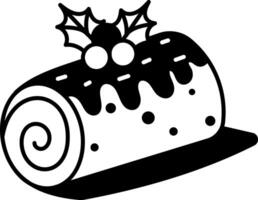 A doodle style icon of a yule log cake vector