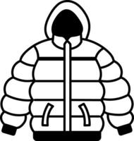 A hand drawn icon of a puffer jacket vector