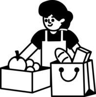 A hand drawn style illustration showing grocery vector