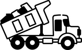 A hand drawn icon of a dump truck vector