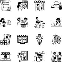 Pack of 16 Shopping and Delivery Illustrations vector
