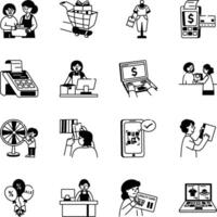 Collection of Shopping Products Doodle Illustrations vector