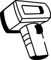 A hand drawn style illustration of barcode scanner vector