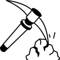 A hand drawn style icon of a pickaxe vector