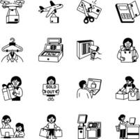 Set of Doodle Style Shopping Items Illustrations vector