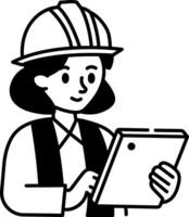 A hand drawn style icon of a female architect vector