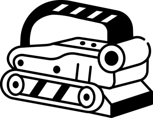 A doodle style icon of a belt sander