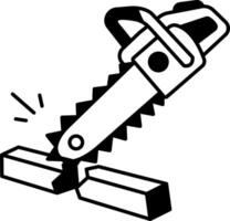 A hand drawn icon of a manual saw vector