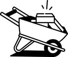 A hand drawn style icon of a wheelbarrow vector