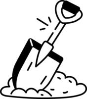 A hand drawn style icon of a shovel vector