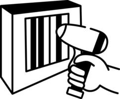 Doodle style illustration showing barcode checking vector