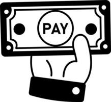 A hand drawn style illustration showing pay vector
