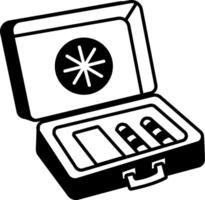 First aid kit icon in hand drawn style vector