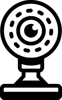 A glyph style icon showing a webcam