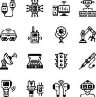 Set of Smart Technology Glyph Style Icons vector