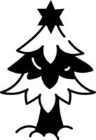 A hand drawn icon of a snow tree vector