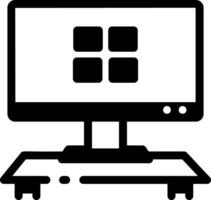 A glyph style icon showing a monitor display vector