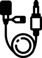 A solid style icon showing a microphone jack vector