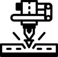 A filled style icon showing a laser cutter vector