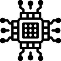 A glyph style icon showing a cpu chip vector