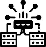 A glyph style icon showing a network switch vector
