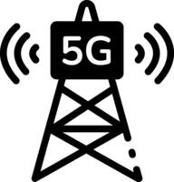A filled style icon of a 5g tower vector