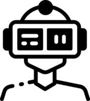 A character wearing virtual reality glasses, glyph icon vector