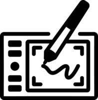 A glyph style icon of a drawing tablet vector