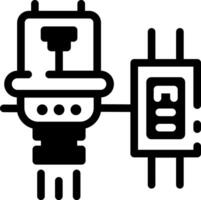 A glyph style icon showing a transistor vector