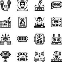 Bundle of Filled Style Hardware Devices Icons vector