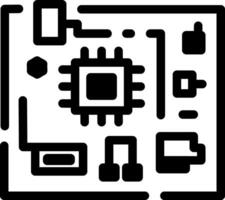 A glyph style icon of a computer motherboard vector