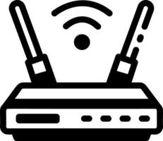A glyph style icon showing a wifi router vector