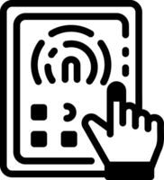 A glyph style icon showing biometric access vector