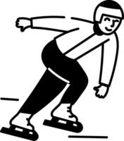 A character doing ice skating, doodle style icon vector