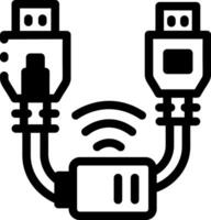 A glyph style icon of an ethernet cable vector
