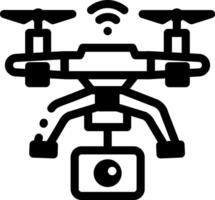 A glyph style icon of a drone camera vector