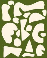 Abstract Composition of Organic Shapes in Olive Green and Cream vector