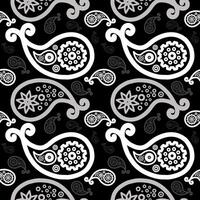 Seamless pattern with paisley design on a black background vector