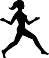 Silhouette of a woman running. vector