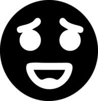 Smiling emoticon with wide-eyed expression. vector