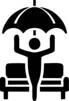 Person Protected by Umbrella Over a Couch vector